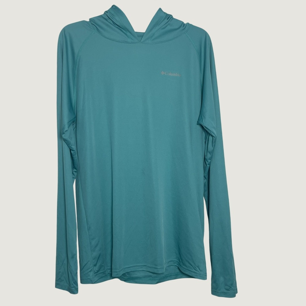 Columbia Omni-Wick Hooded Performance Shirt Women's XL Blue Long Sleeve